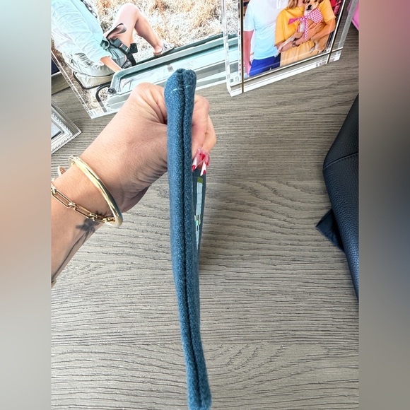 Hermes fabourg corner case in blue wool, large model - Picture 6 of 9